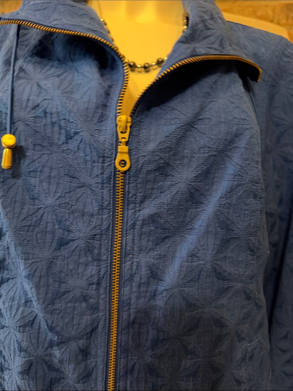 Ruby Rd. Textured Royal Blue Zip-Front Bomber Jacket - Picture 3 of 5